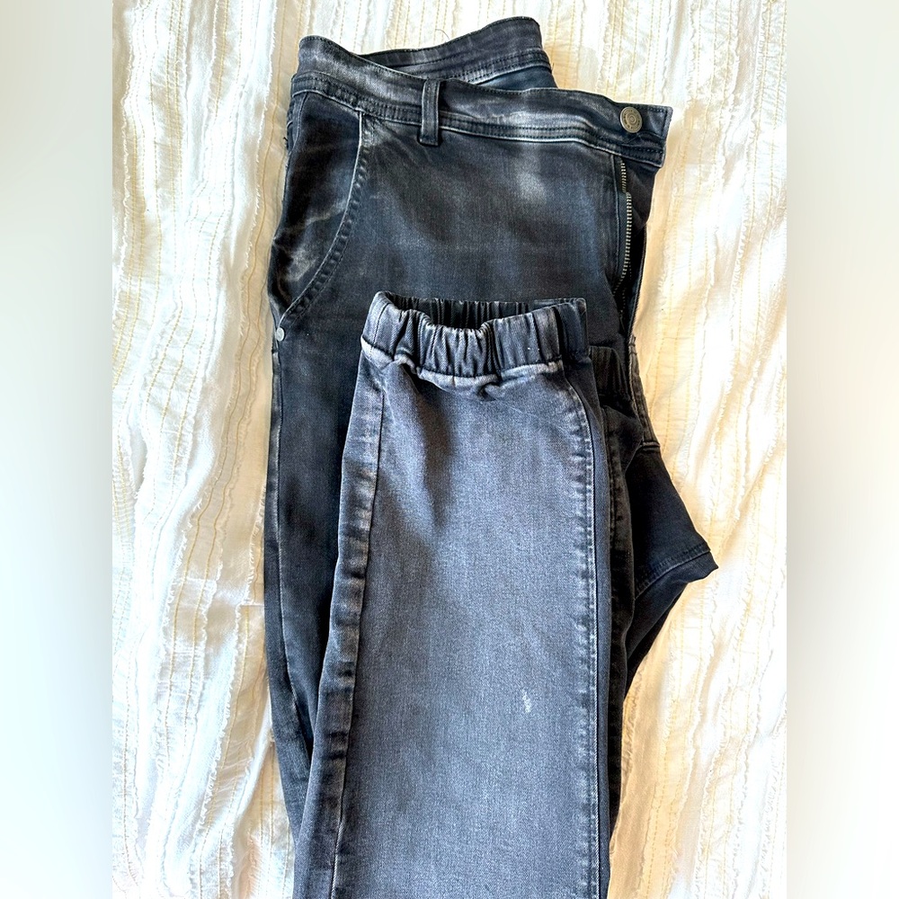 Black Wash Slim Denim Joggers - Size 32